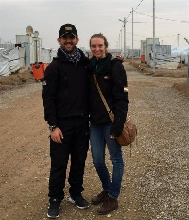 Ayad Saleh with fiancé while visiting refugee camp