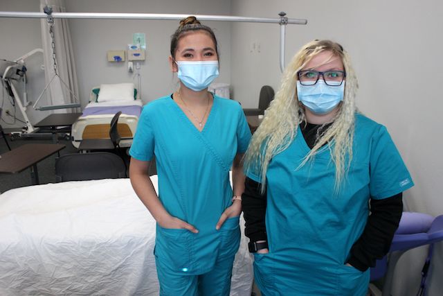 Mariane Bustarde (left) and Christal Champagne-Cave pictured in one of the classrooms at the NIC Workforce Training Center